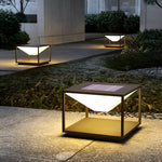 Stainless Steel Square Pillar Light with Warm LED Glow