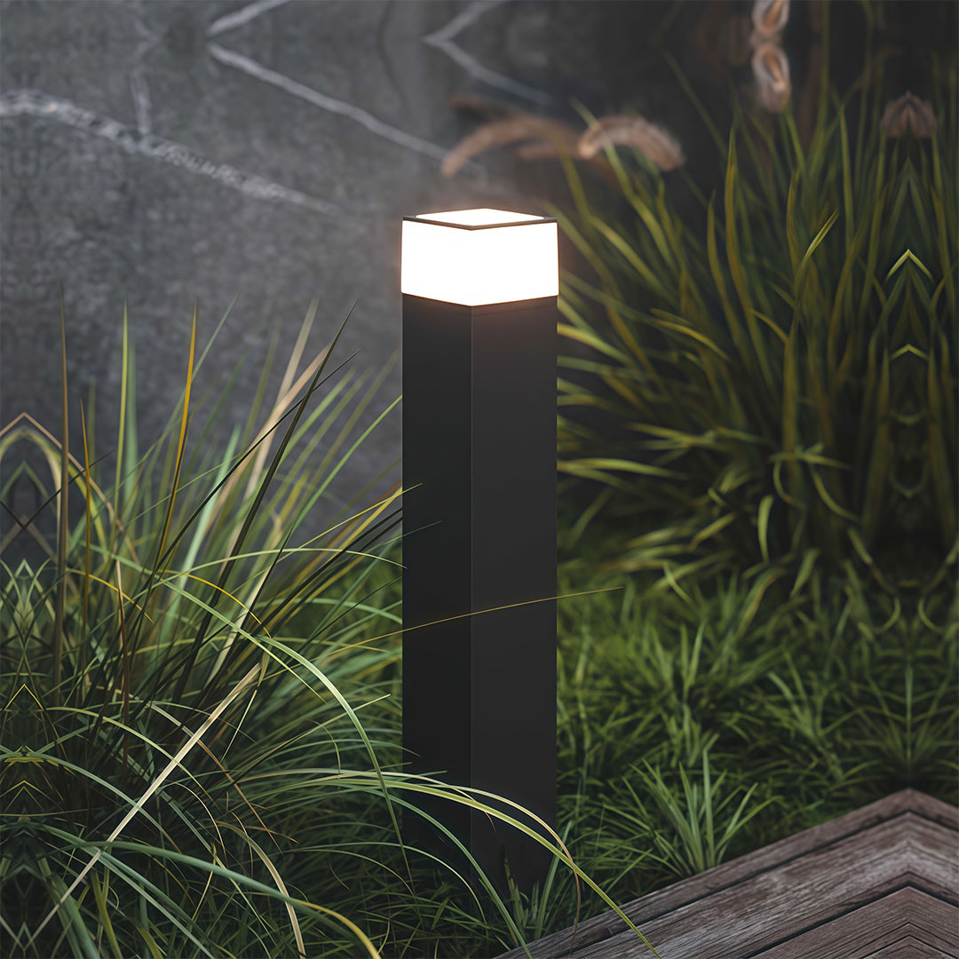 Modern Square Outdoor Bollard Light for Pathways & Gardens