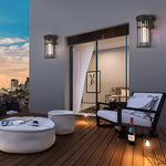 Black Outdoor Wall Sconce with Clear Glass Shade – Waterproof Aluminum LED Light