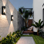 Geometric Up Down Outdoor Wall Light in Black Aluminum