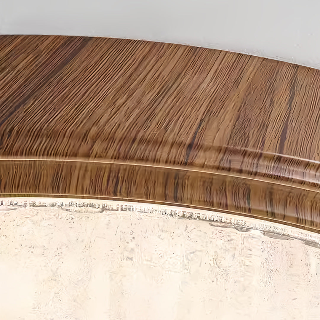 Artisan Wood Flush Mount Ceiling Light with Vintage Glass Shade
