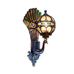 Artisan Outdoor Wall Sconce with Peacock Motif in Die-Cast Aluminum