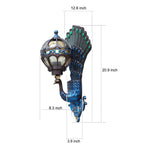 Artisan Outdoor Wall Sconce with Peacock Motif in Die-Cast Aluminum