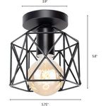 Aurelia Wire Frame Lantern Semi-Flush Ceiling Light in Matte Black