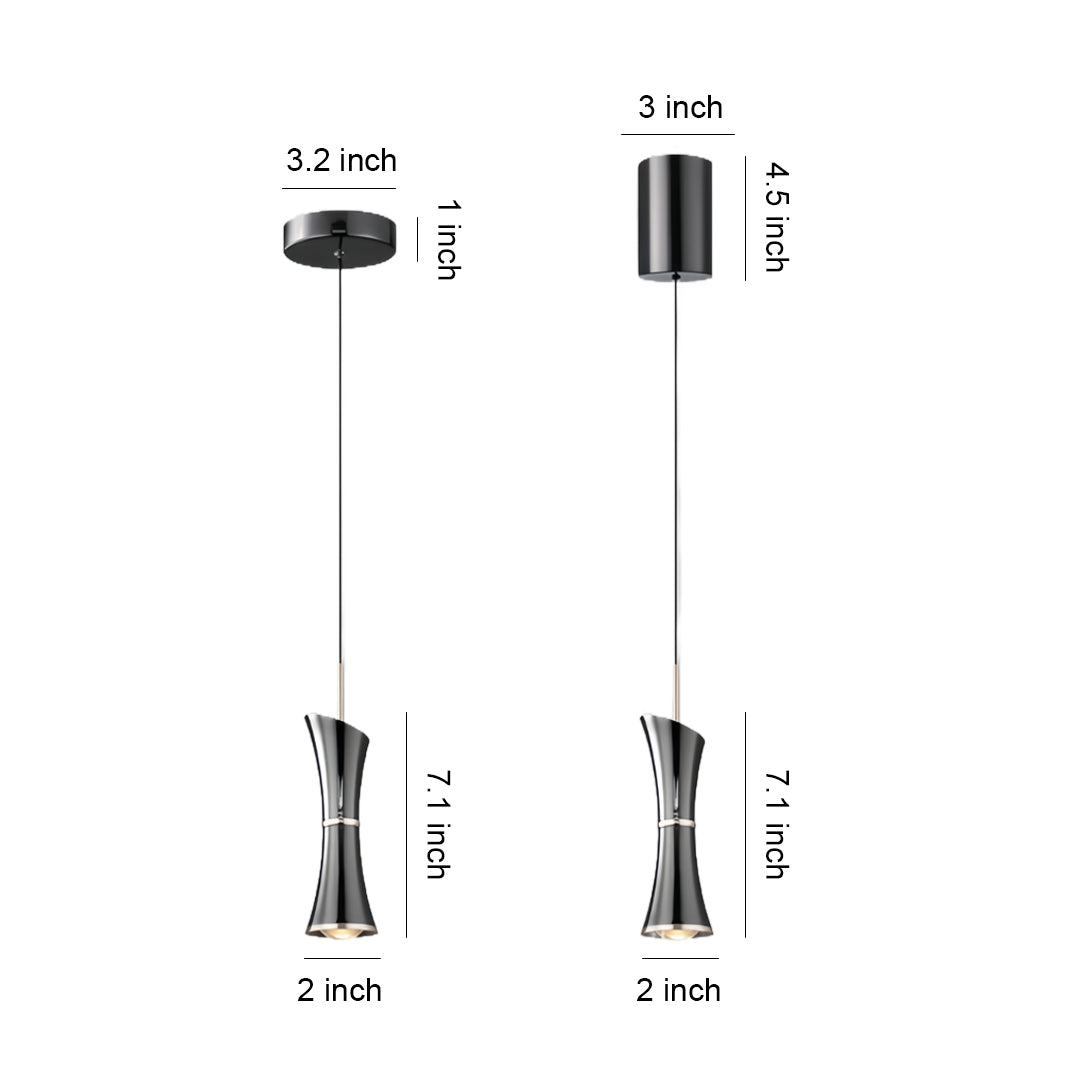 Modern Mini Pendant Light in Pearl Black with Adjustable Cord