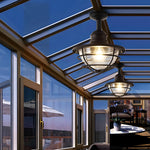 Coastal Semi Flush Ceiling Light in Wrought Iron with Clear Glass Shade
