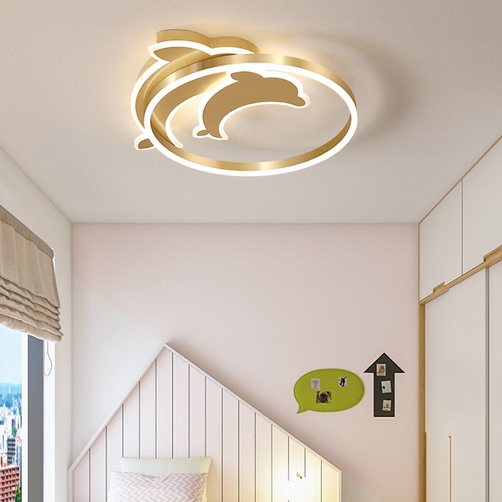 Personalized Creative Romantic Three Color Adjustable Led Dolphin Ceiling Lamp