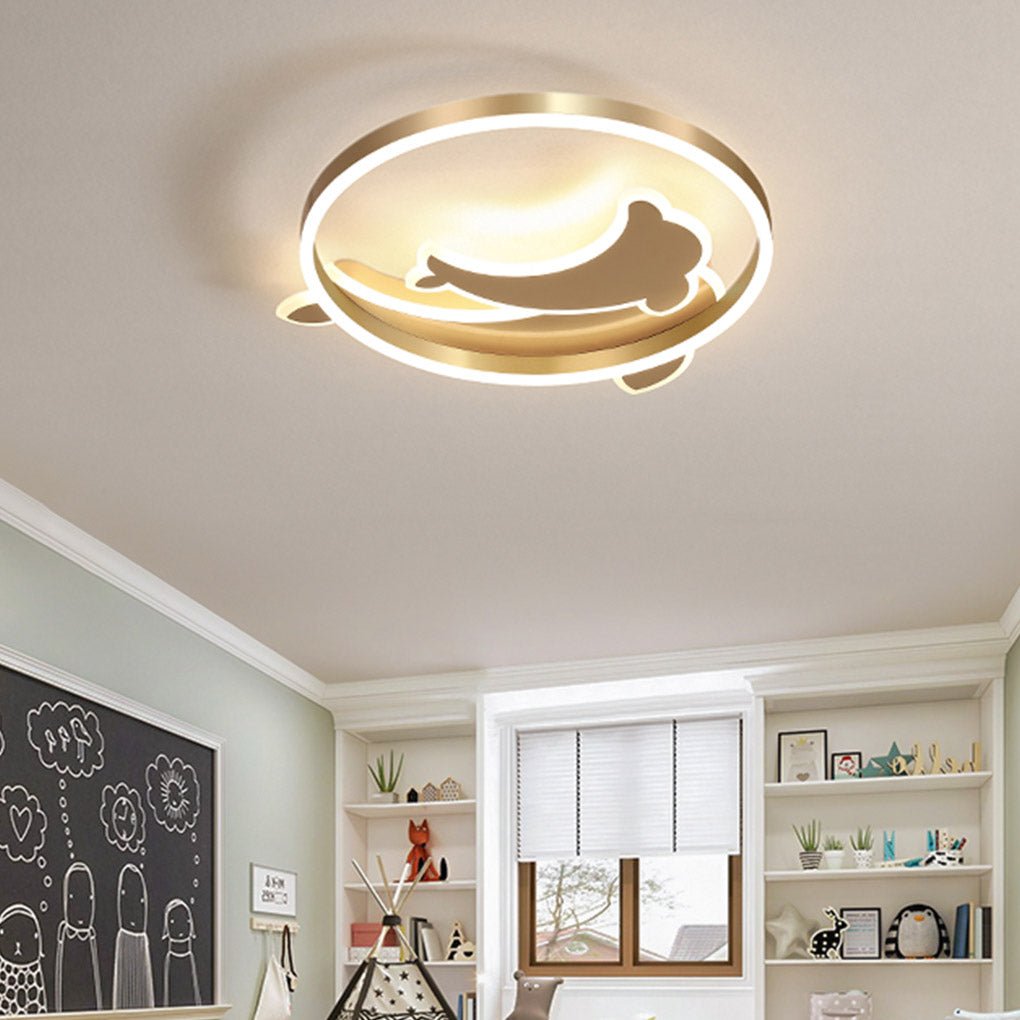Personalized Creative Romantic Three Color Adjustable Led Dolphin Ceiling Lamp