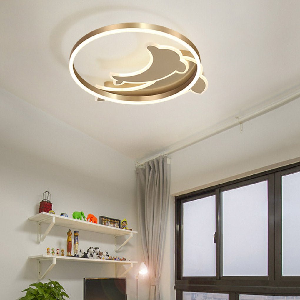 Personalized Creative Romantic Three Color Adjustable Led Dolphin Ceiling Lamp