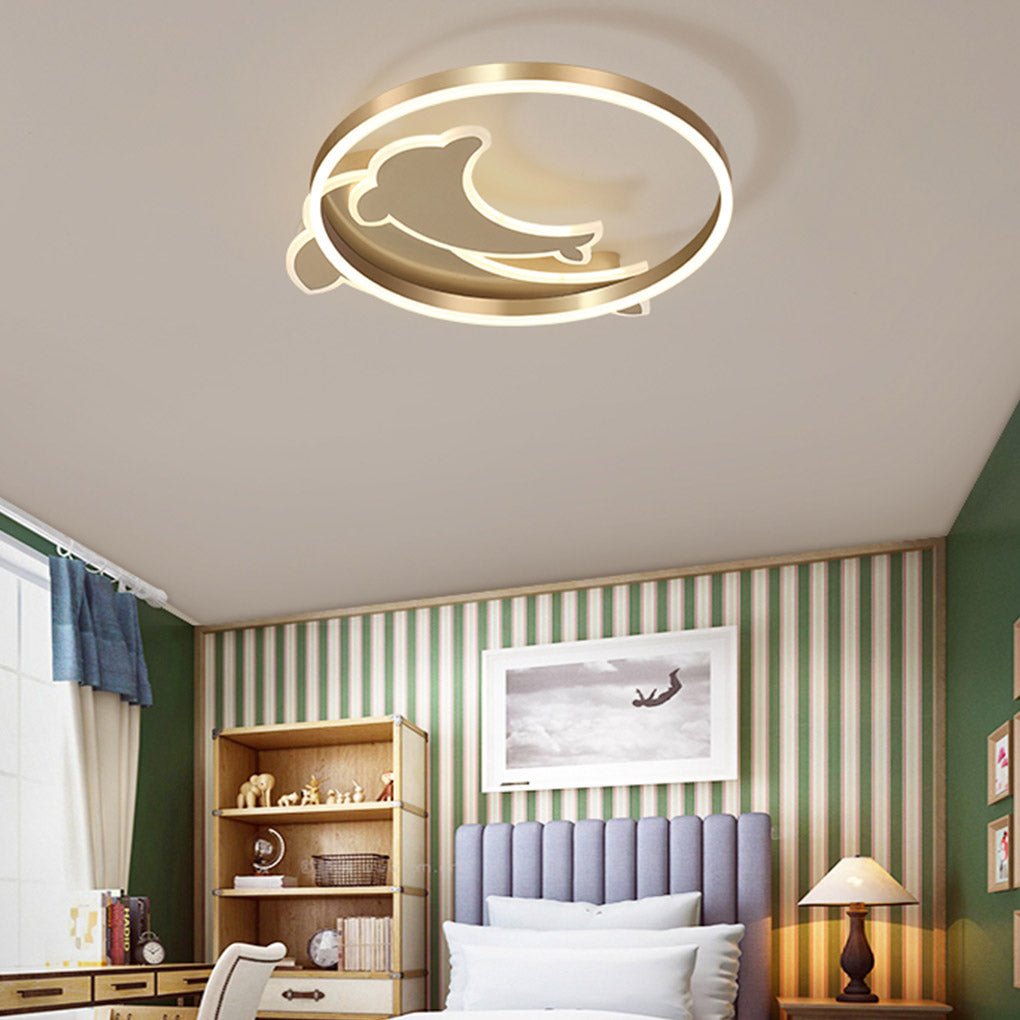 Personalized Creative Romantic Three Color Adjustable Led Dolphin Ceiling Lamp