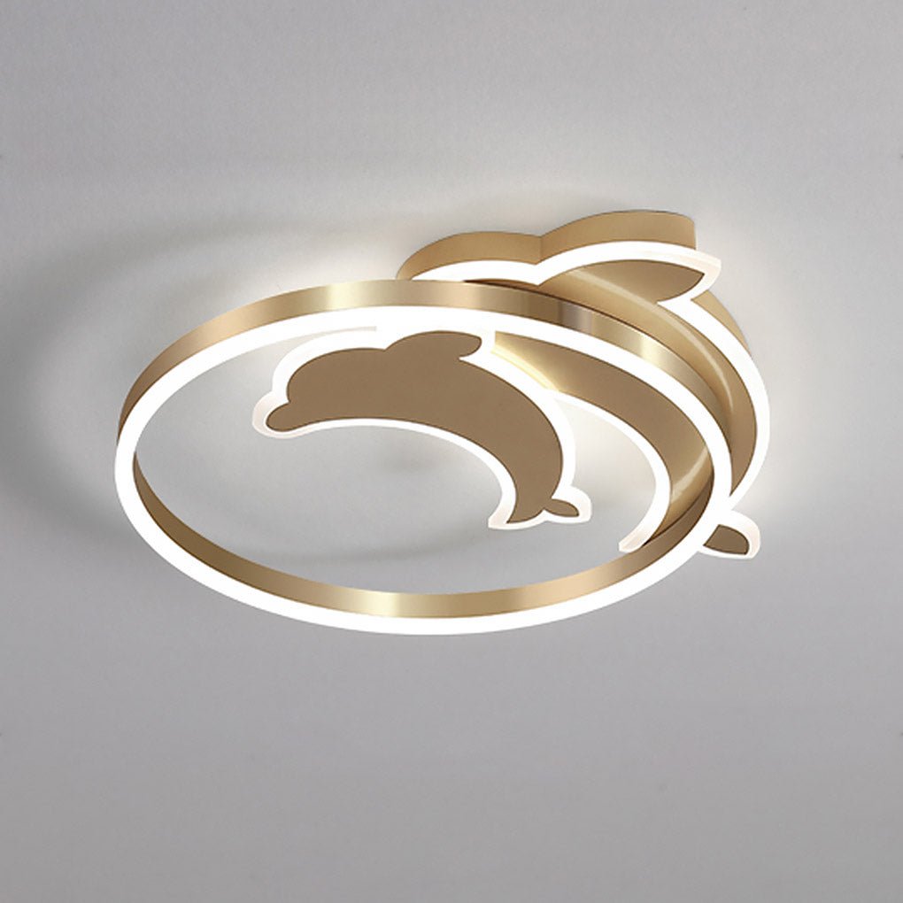 Personalized Creative Romantic Three Color Adjustable Led Dolphin Ceiling Lamp