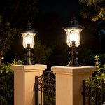 European Classic Outdoor Pillar Gate Light in Sand-Black Aluminum