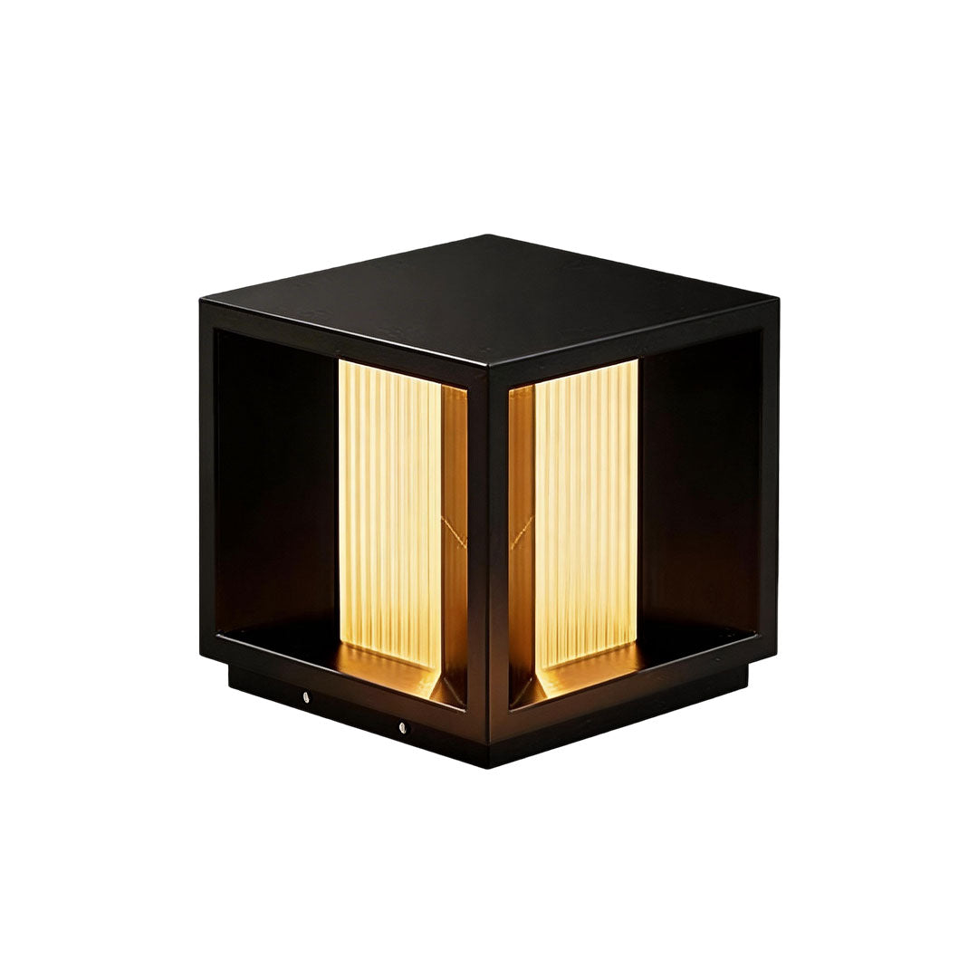 Modern Outdoor Pillar Light in Black Stainless Steel with Clear Glass