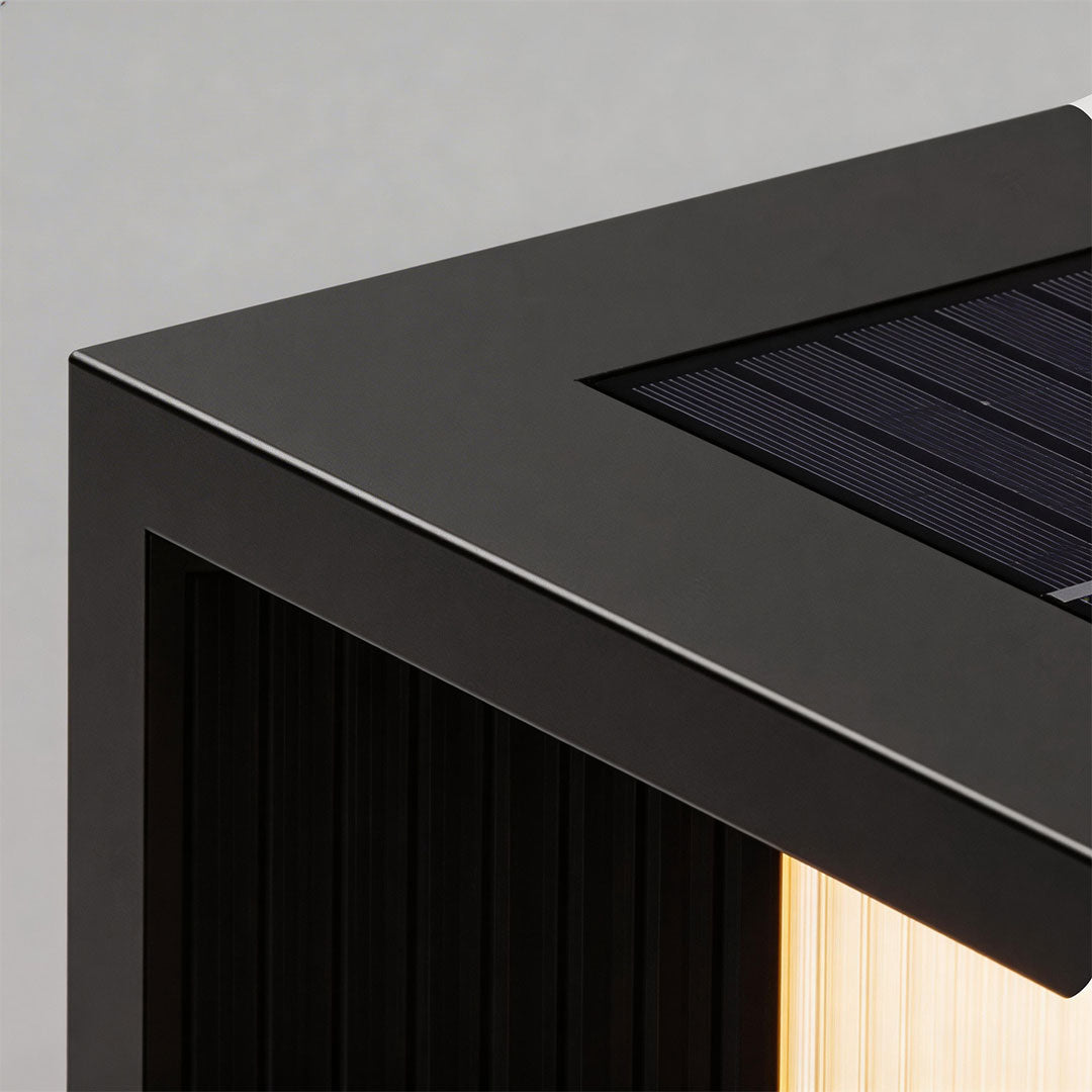 Modern Outdoor Pillar Light in Black Stainless Steel with Clear Glass