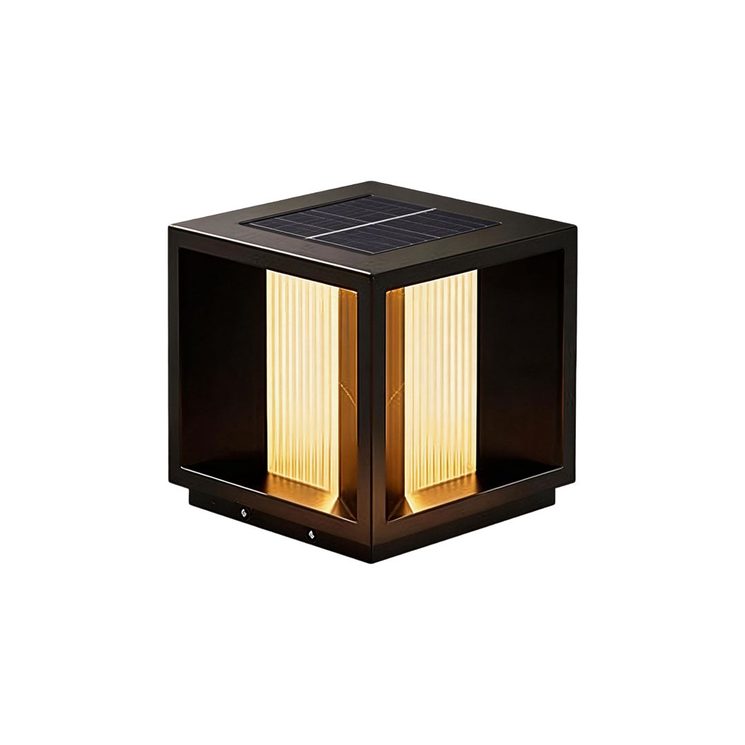 Modern Outdoor Pillar Light in Black Stainless Steel with Clear Glass