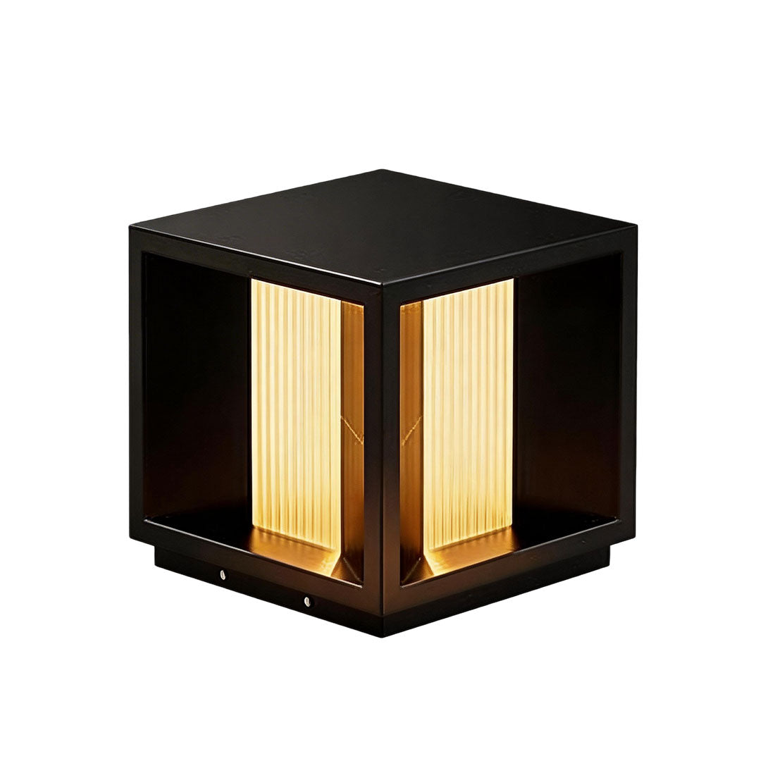 Modern Outdoor Pillar Light in Black Stainless Steel with Clear Glass