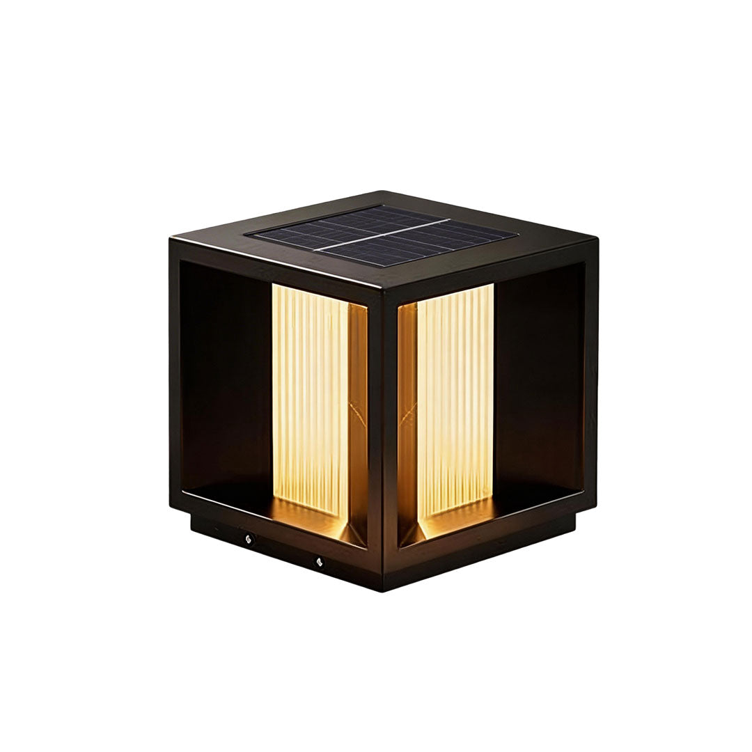 Modern Outdoor Pillar Light in Black Stainless Steel with Clear Glass