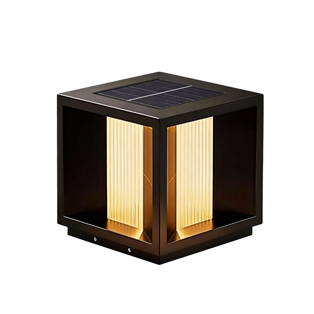 Modern Outdoor Pillar Light in Black Stainless Steel with Clear Glass