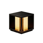 Modern Outdoor Pillar Light in Black Stainless Steel with Clear Glass