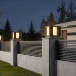 Modern Outdoor Pillar Light in Black Stainless Steel with Clear Glass