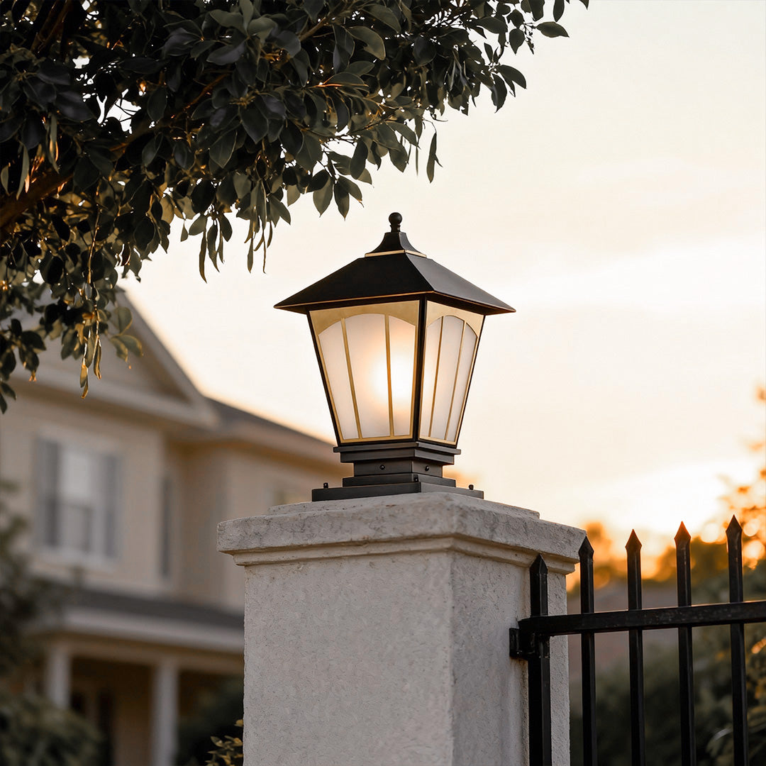 Solid Copper Pillar Light for Outdoor Fence Post – IP55 Waterproof