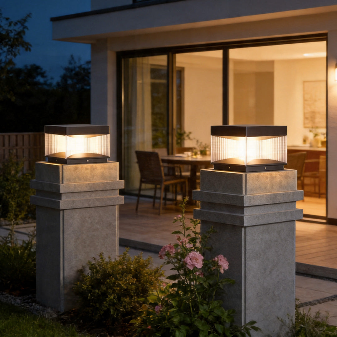 Modern Outdoor Solar Pillar Lights for Villa Gates and Gardens