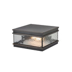 Square Brass Pillar Mount Outdoor Gate Light with Clear Glass Shade