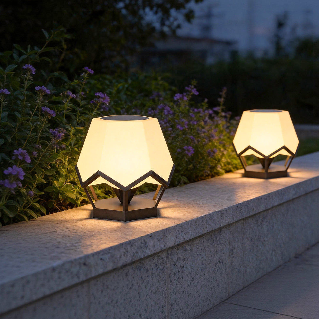 Modern Pillar Top Solar Lights Waterproof Stainless Steel Gate Lamp