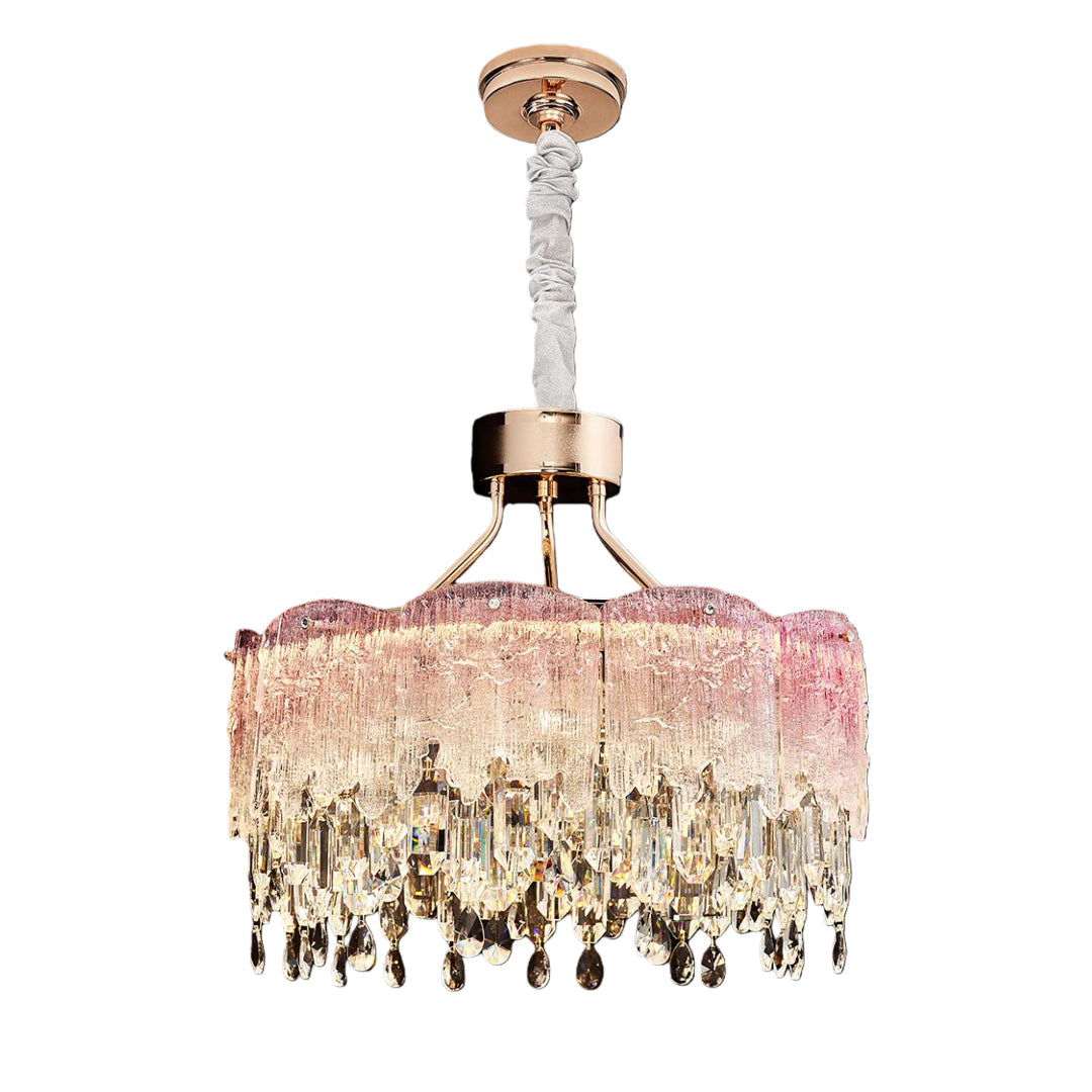 French Crystal Glass Fringe Chandelier | Luxury LED Ceiling Light