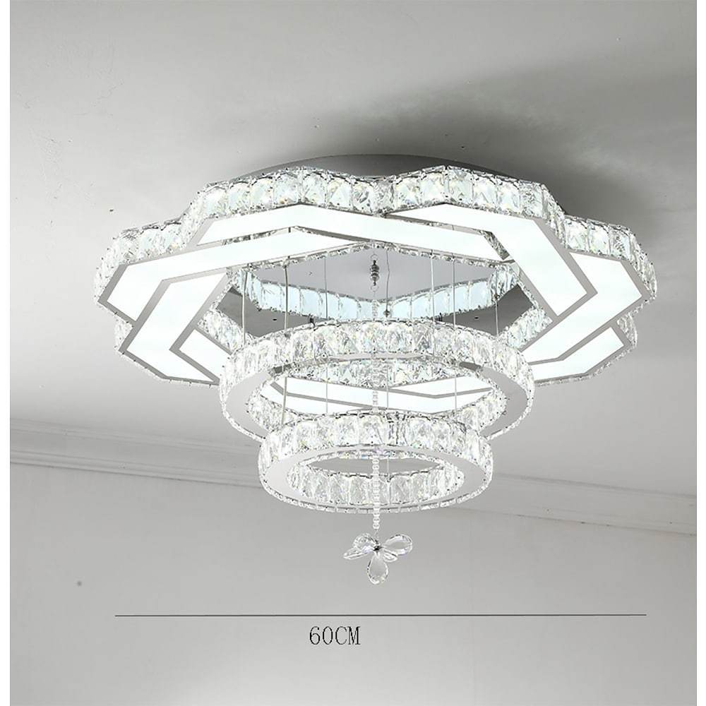 Ambient Crystal Led Flush Mount Light 20 24 31 Gold Or Silver