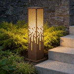 Pixel Rectangular Bollard Lamp in Marble and Stainless Steel for Pathways