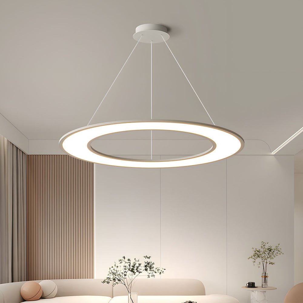 Planetary Ring LED Pendant Light in Matte Black or White