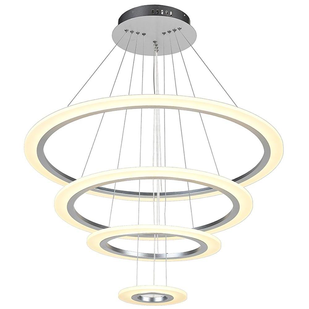 Modern 4-Ring LED Chandelier with Adjustable Hanging