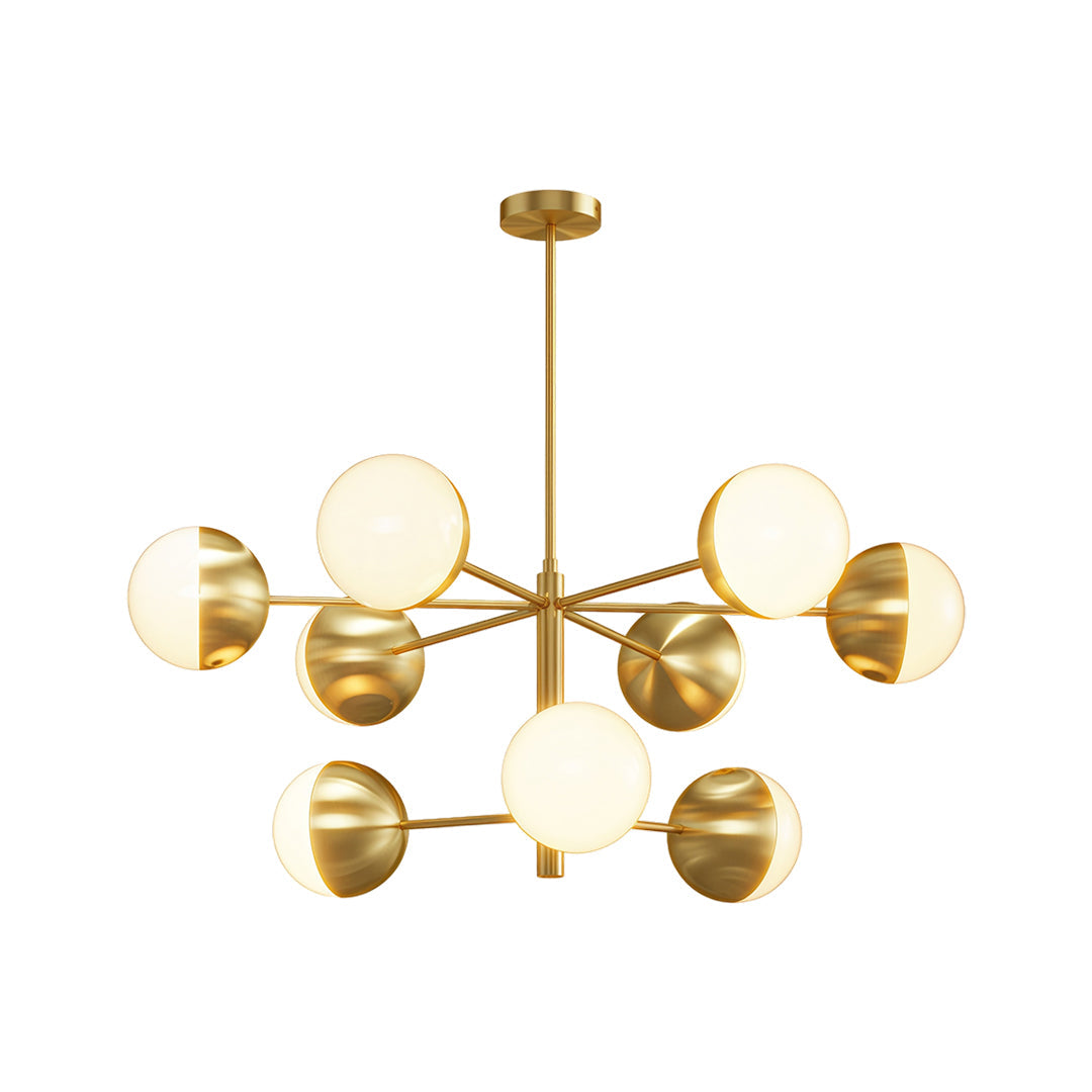 Solid Copper Globe Chandelier with Clear Glass Shades for Modern Interiors