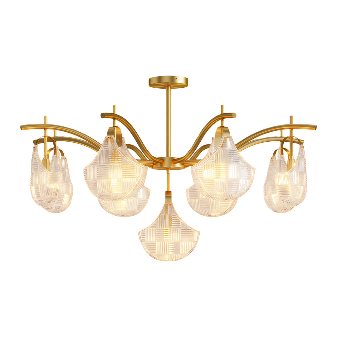 Shell Chandelier Modern Luxury Ceiling Light in Copper, Nickel, or Black