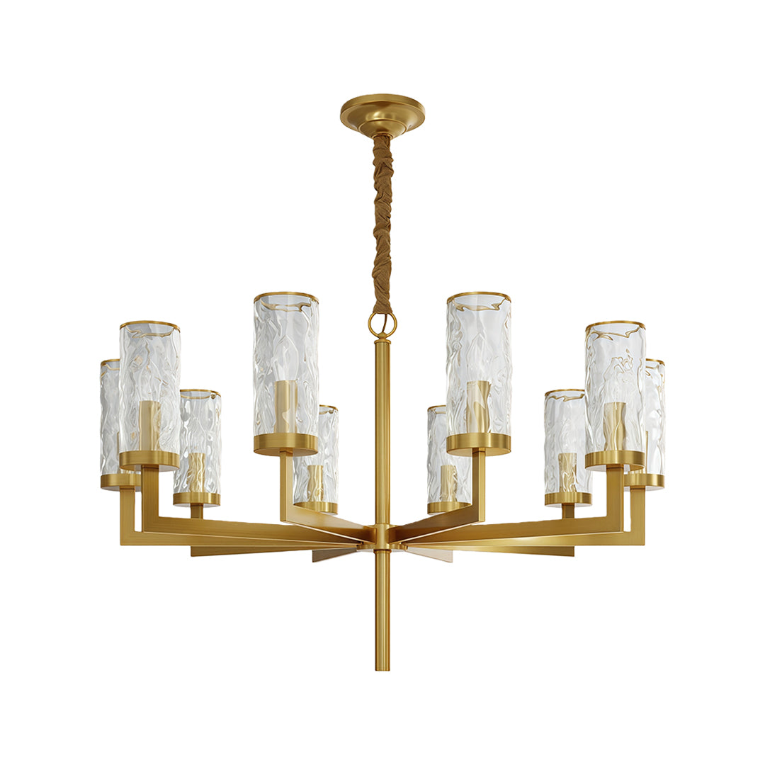 Modern Glass Island Chandelier with Copper Frame for Dining Room and Kitchen