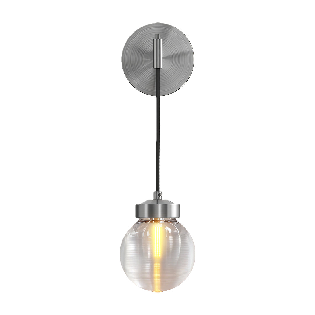 Modern Wall Sconce with Clear Glass Shade in Copper, Chrome, or Black