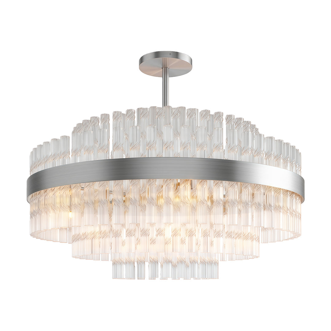Full Copper Modern Chandelier with Clear Glass Shade for Dining Room and Living Room
