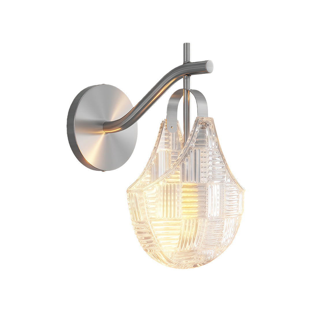 Luxury Minimalist Glass Wall Sconce with Copper Frame, Modern Decorative Lighting for Bedroom, Hallway, Living Room