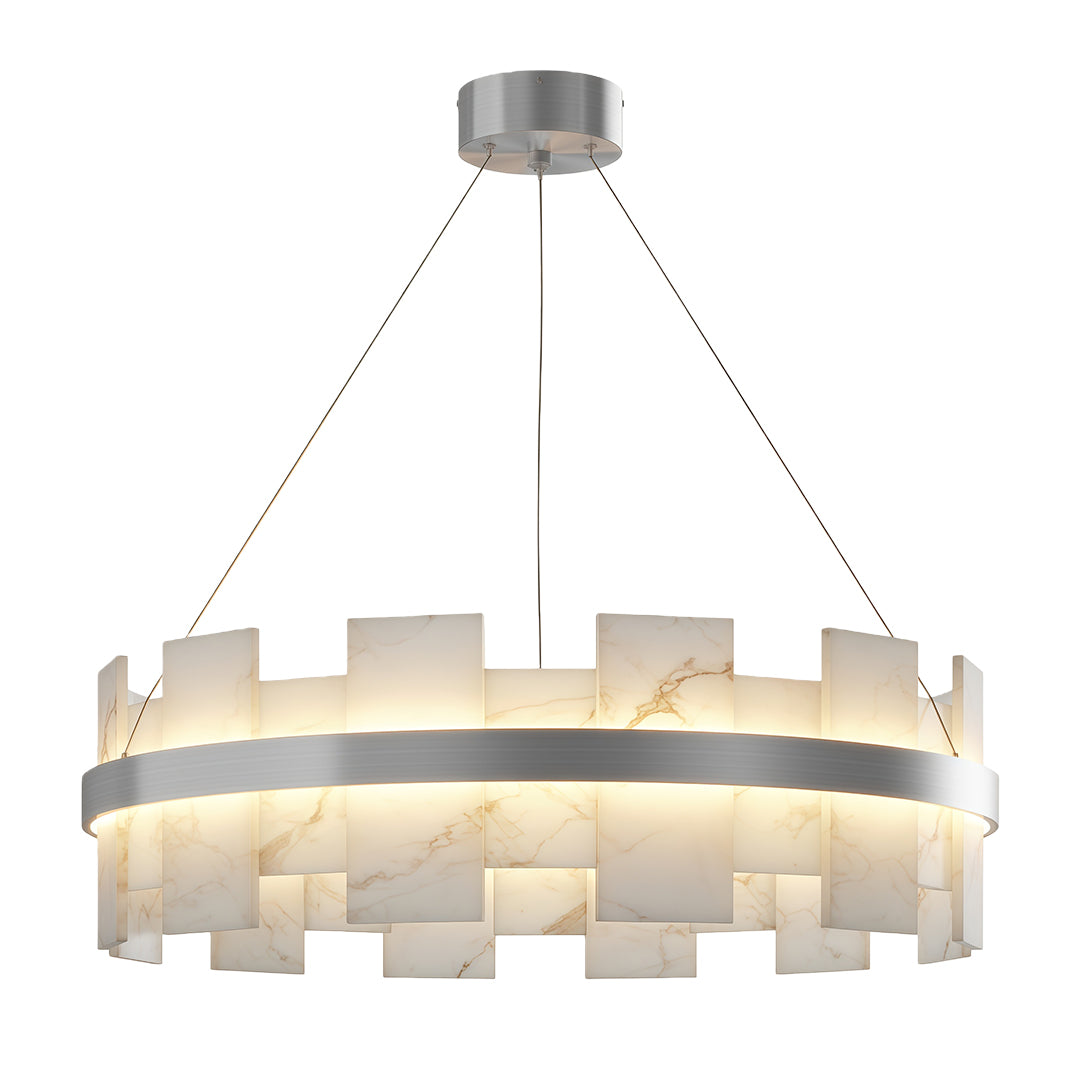 Aurelia Copper Modern Chandelier with Cloud Stone Shade