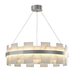 Aurelia Copper Modern Chandelier with Cloud Stone Shade