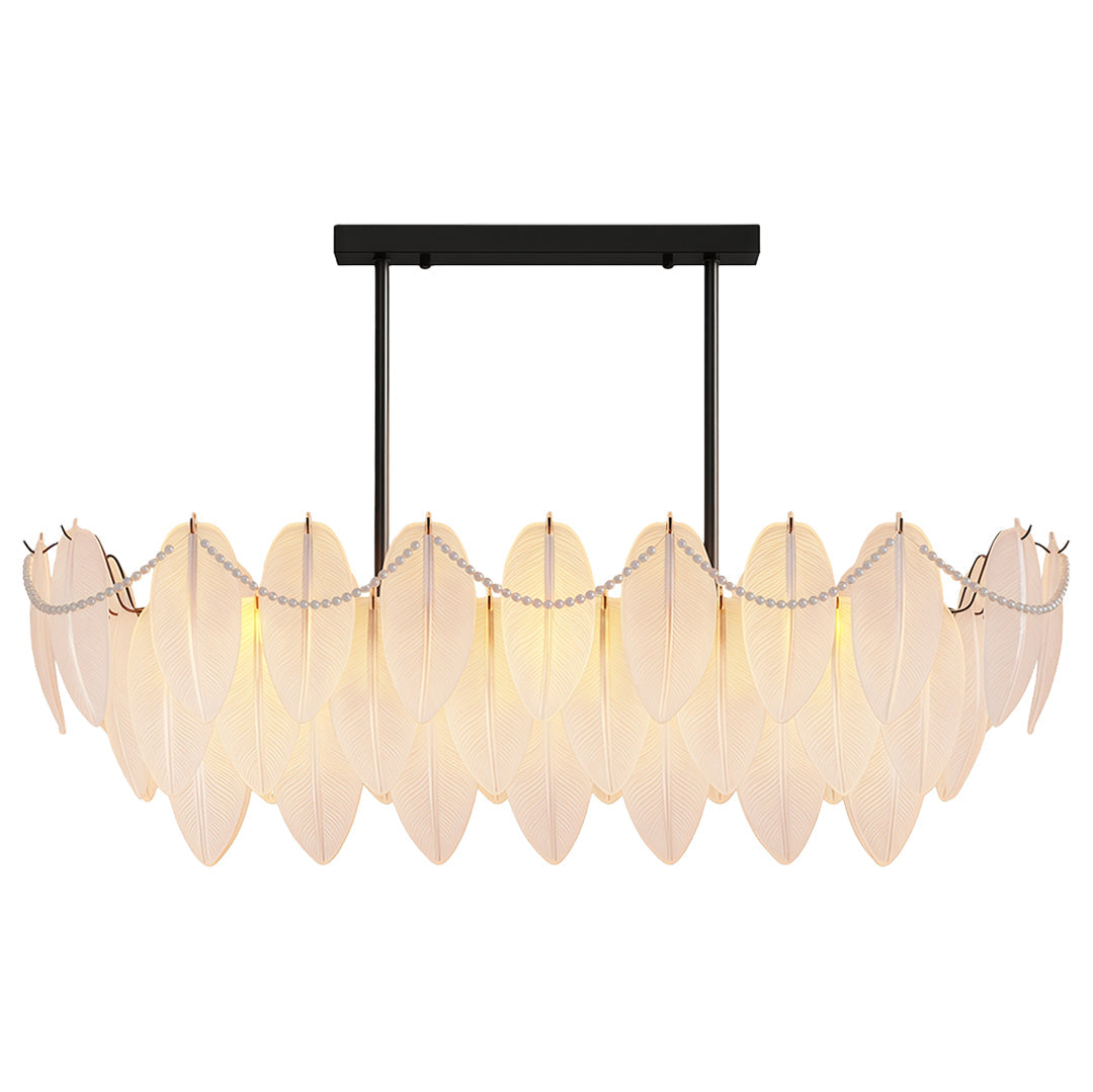 Feathers Full-Copper Chandelier with Pearl Glass Shades