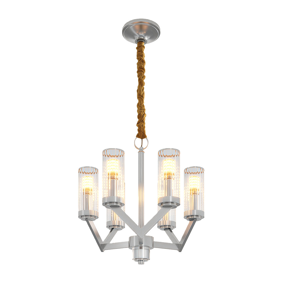 Lumière Cascade: Modern Copper Glass Drop Chandelier for Elegant Interiors
