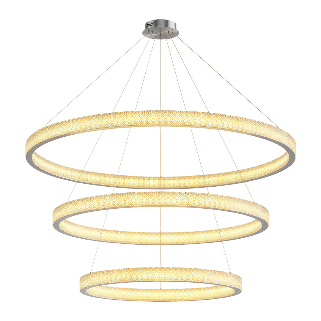Aurelia Circular LED Chandelier in Copper, Chrome, or Black