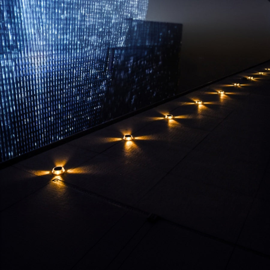 Solar In-Ground Path Lights with Warm White Glow, IP68 Waterproof