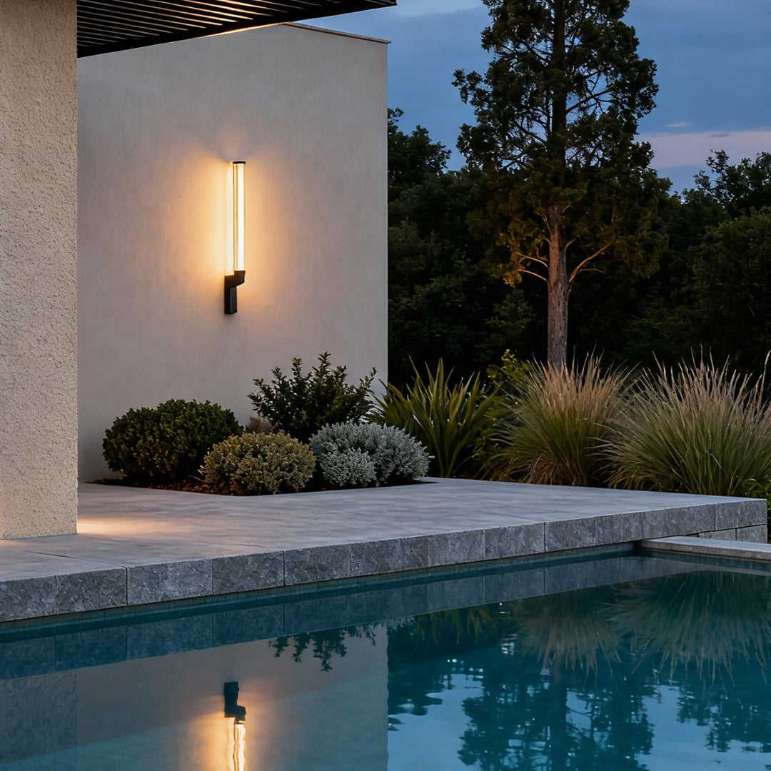 Modern Outdoor Wall Sconce with Clear Glass Shade and LED