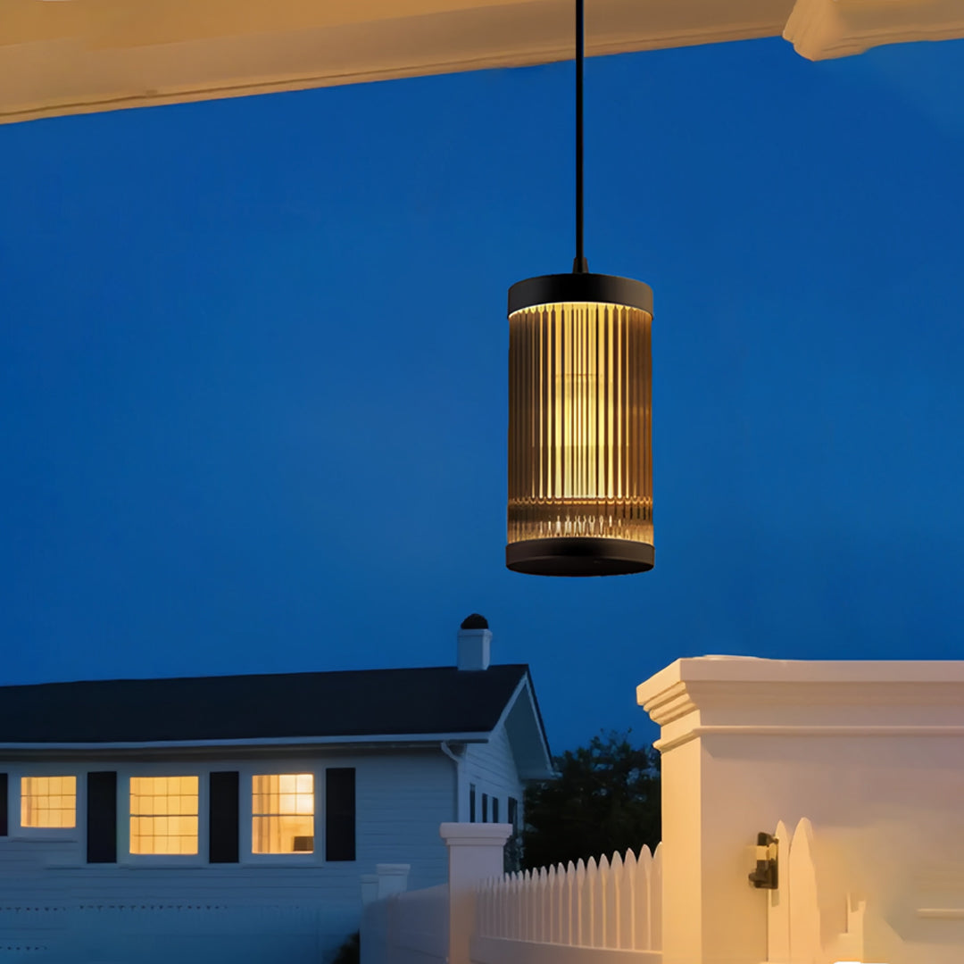 Modern Outdoor Pendant Light with Stainless Steel Frame and Acrylic Shade