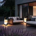 Luma Solar Floor Lantern — Portable LED Outdoor Light in Black Iron