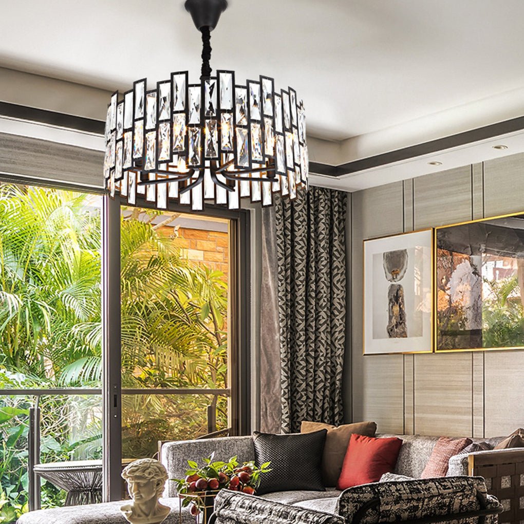 Postmodern Minimalist Living Room Crystal Chandelier With Three Color Led