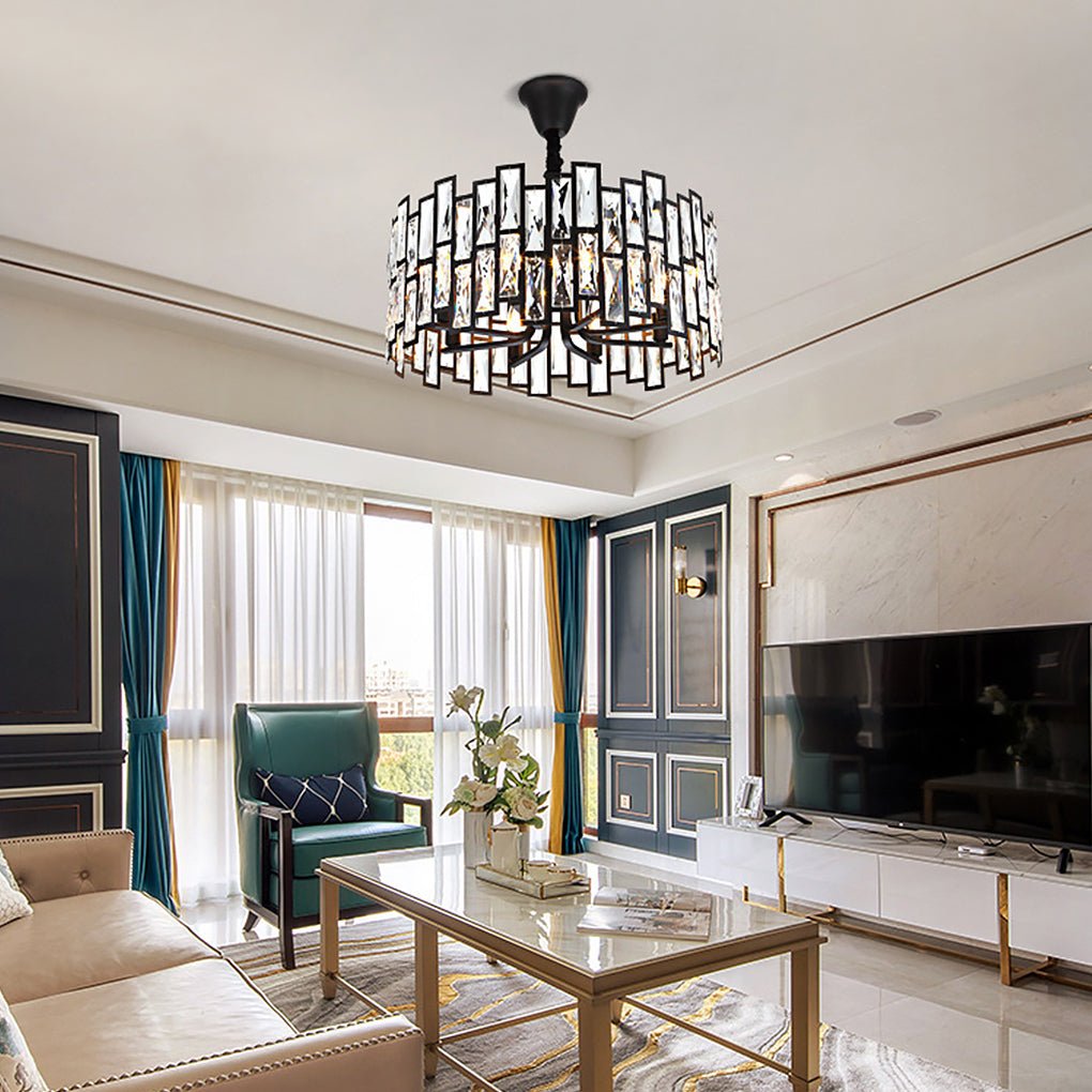 Postmodern Minimalist Living Room Crystal Chandelier With Three Color Led